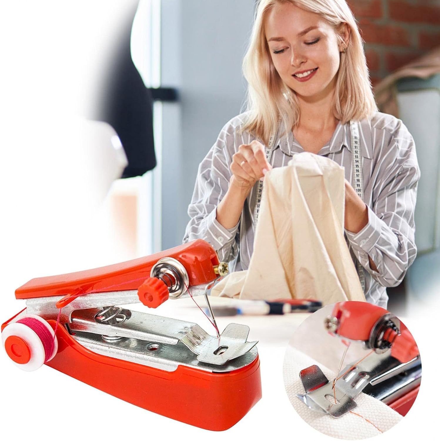 c Affordable Mini Pocket Hand Sewing Machine Manual Sewing Machine for Home Travel Use