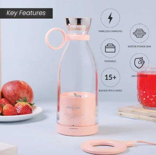 New Portable Electric Bottle Juicer For Shakes And Smoothies - Mini Fast 6 Blade Juicer Blender USB Rechargeable - Wireless Bottle for Traveling