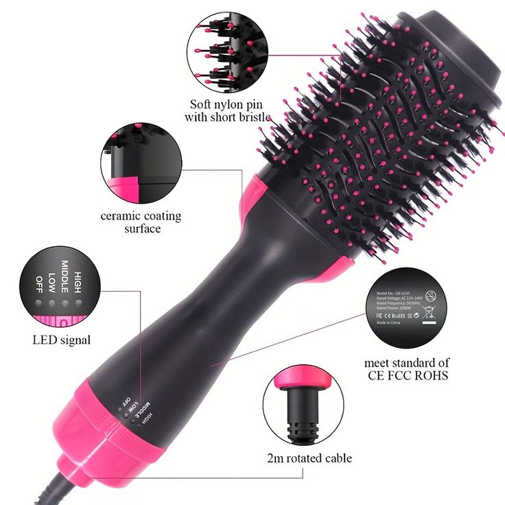 Hair Dryer Brush 3-in-1 Hot Air Brush Hair Styling Machine Brush for Women Fast Drying Styling Straightening Curling Hair Brush