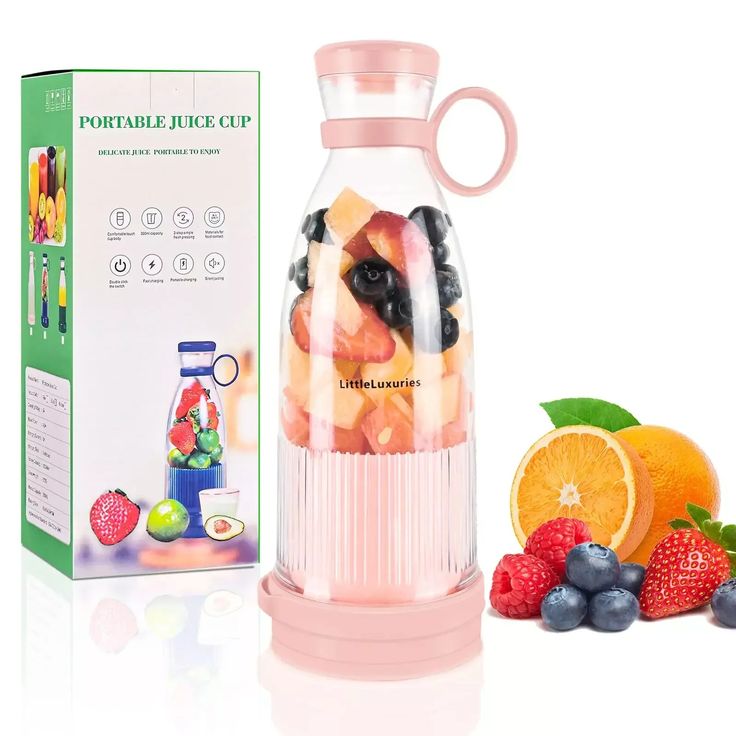 New Portable Electric Bottle Juicer For Shakes And Smoothies - Mini Fast 6 Blade Juicer Blender USB Rechargeable - Wireless Bottle for Traveling