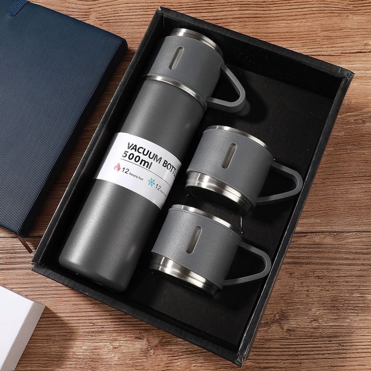3 cup leyer stainless steel vacuum flask set