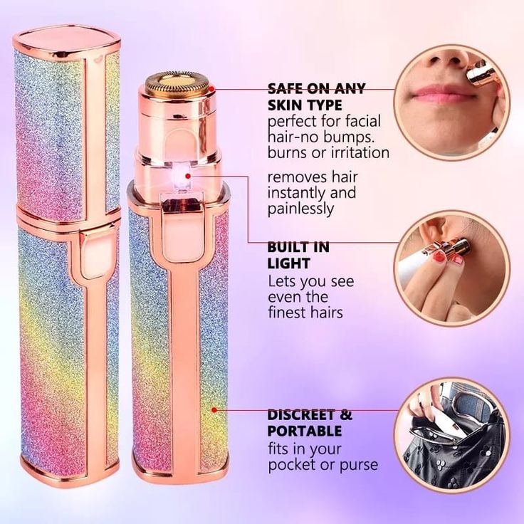 Electric Hair Remover Trimmer For Women, Rechargeable 2 in 1 Flawless Facial Razor, Painless Eyebrow Removal Shaver With LED Light For Lip Chin Bikini Fuzz Mustache